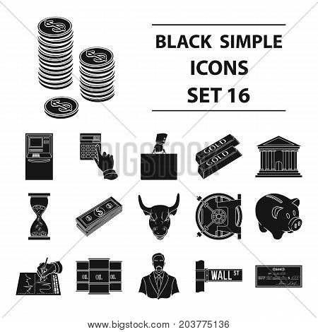 Money and finance set icons in black design. Big collection of money and finance vector symbol stock illustration