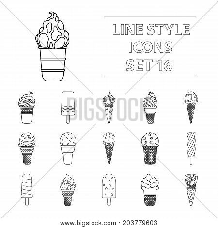 Ice cream set icons in outline design. Big collection of ice cream vector symbol stock illustration