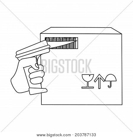 Scan the bar code on the box. Logistics and delivery single icon in outline style isometric vector symbol stock illustration .