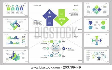Business diagram design set can be used for workflow layout, annual report, presentations. Management concept with timing and date, option, percentage bar, donut, arrow, flow, cross charts