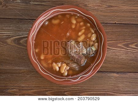 Chorba Loubia Algerian bean Soup , close up meal