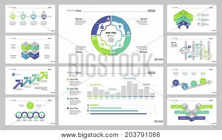 Creative diagram template set can be used for workflow layout, annual report, presentation. Business and management concept. Timing and dates, process, donut, percentage, option, organizational charts