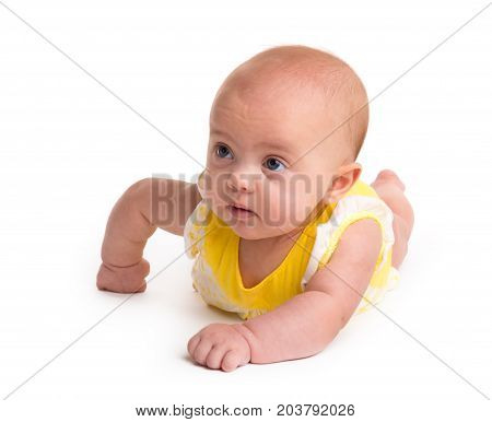 Cute funny baby isolated on white background