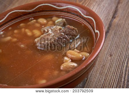 Chorba Loubia Algerian bean Soup  close up  cooked meal