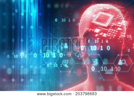 Fintech Icon  On Abstract Financial Technology Background .
