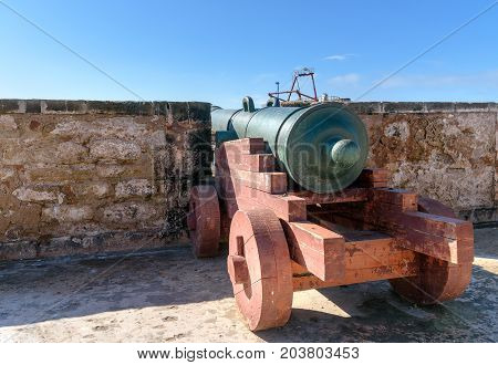 Old Cannon In Fortress In Essaouira. Morocco