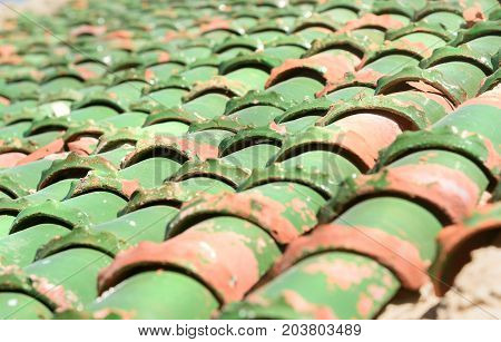 Moroccan roof tile in fortress at Essaouira. Morocco