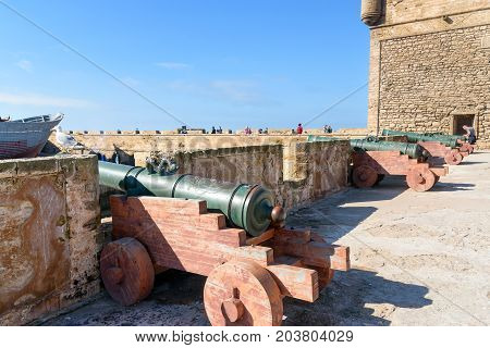 Old Cannons In Fortress In Essaouira. Morocco