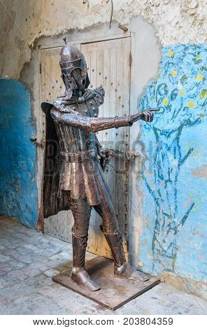 Iron Man Of Medieval Knight In Medina Of Essaouira. Morocco