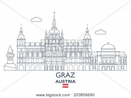 Graz Linear City Skyline Austria. Famous place