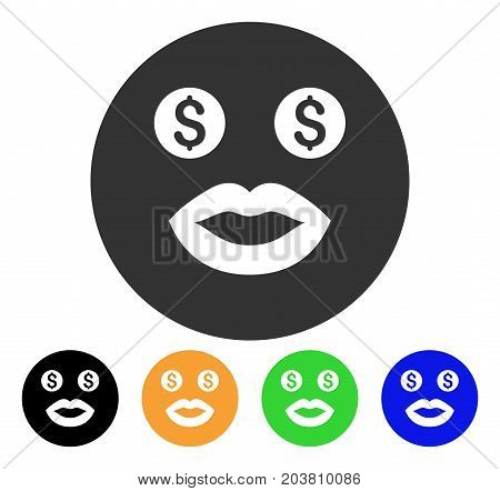 Prostitute Smiley icon. Vector illustration style is a flat iconic prostitute smiley symbol with black, grey, green, blue, yellow color versions. Designed for web and software interfaces.