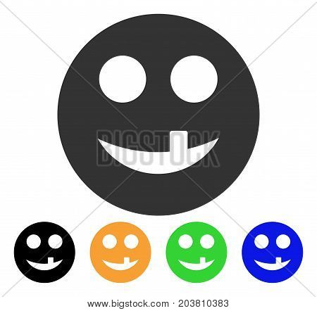 Toothless Smiley icon. Vector illustration style is a flat iconic toothless smiley symbol with black, grey, green, blue, yellow color versions. Designed for web and software interfaces.
