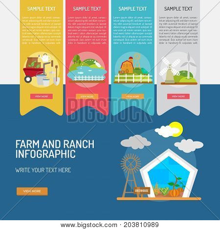 Infographic Farm and Ranch | Use for farm, ranch, agriculture, harvest, industry and much more. The set can be used for several purposes like: websites, print templates, presentation templates, promotional materials, info