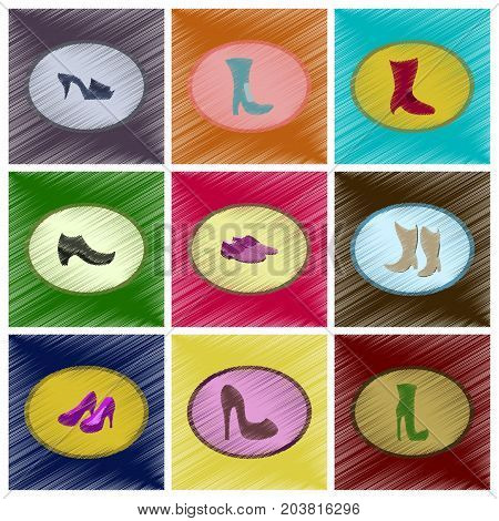 assembly flat shading style icons shoes footwear