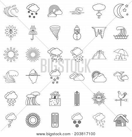 Weathercock icons set. Outline style of 36 weathercock vector icons for web isolated on white background
