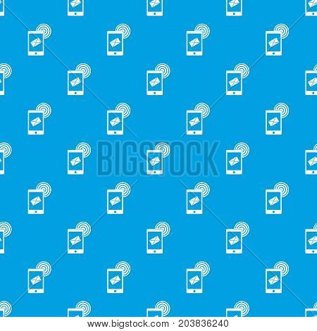 Mobile mail sign pattern repeat seamless in blue color for any design. Vector geometric illustration