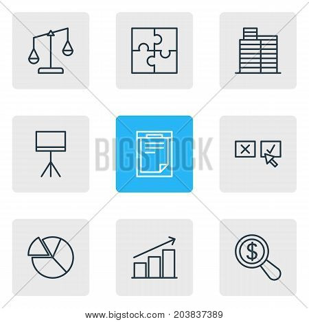 Editable Pack Of Balance, Recision, Columns And Other Elements.  Vector Illustration Of 9 Business Icons.