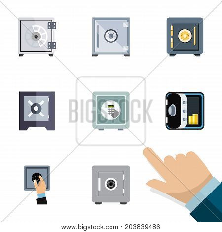 Flat Icon Strongbox Set Of Strongbox, Protection, Security And Other Vector Objects