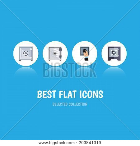 Flat Icon Strongbox Set Of Strongbox, Security, Protection And Other Vector Objects