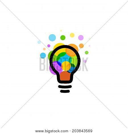 Lightbulb icon. Creative idea logo design concept. Bright colorful circles, bubbles vector art. Solution for inspiration sign
