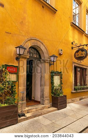 Warsaw, Poland - August 2, 2017: Architecture And People On The Street New World In Warsaw.
