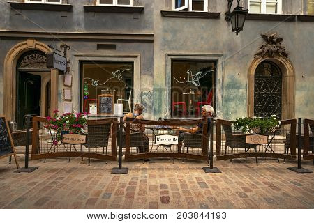 Warsaw, Poland - August 2, 2017: Architecture And People On The Street New World In Warsaw.