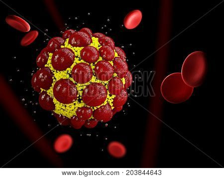 3D Illustration Cocci Virus Cell Close Up Isolated On Black Background