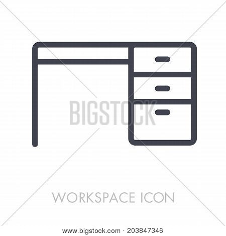 Desk outline icon. Workspace sign. Graph symbol for your web site design logo app UI. Vector illustration EPS10.