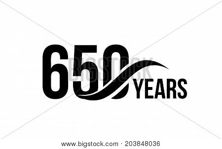 Vector isolated anniversary date logo template for business company birthday icon design element. Six hundred and fifty abstract sign. Happy jubilee, 650 years. 650th year