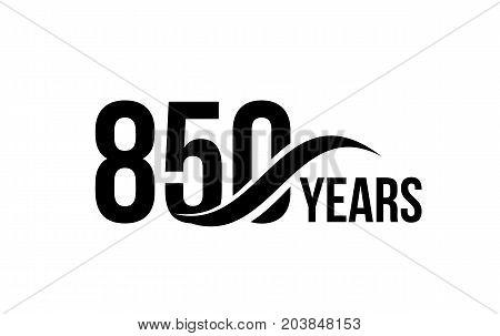 Vector isolated anniversary date logo template for business company birthday icon design element. Eight hundred fifty abstract sign. Happy jubilee, 850 years. 850th year