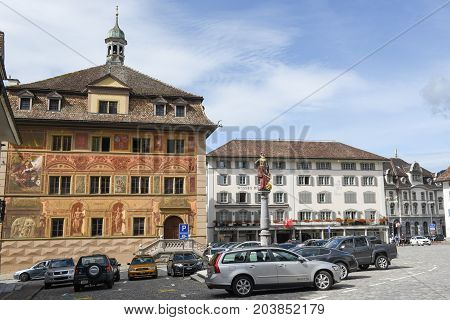 The Central Square Of Schwyz On Switzerland