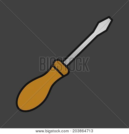Screwdriver color icon. Turn-screw. Isolated vector illustration