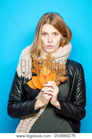 Fashion Model With Stylish Hair In Scarf.