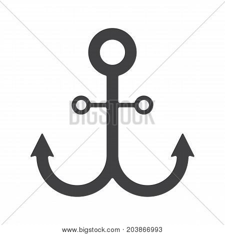 Anchor glyph icon. Silhouette symbol. Negative space. Vector isolated illustration