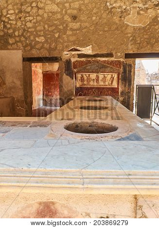 Ruins Of Pompeii, Ancient Roman City. Pompei, Campania. Italy.