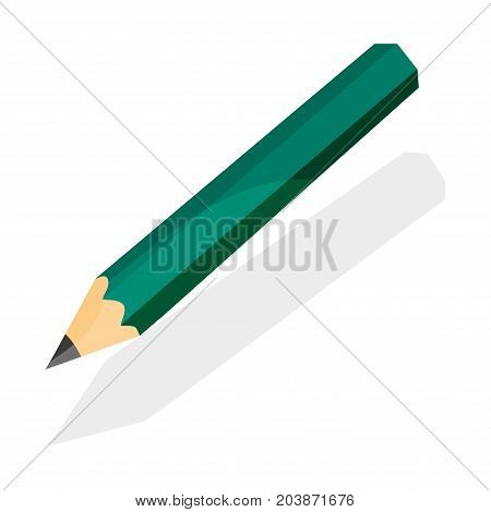 Vector illustration of sharpened detailed wooden pencil isolated on white background