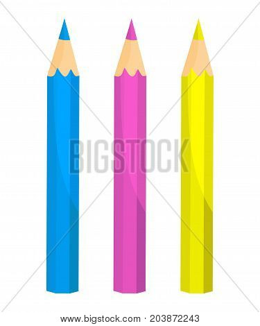 Crayons - colored pencil set loosely arranged - vector on white background.