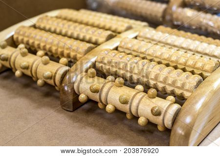 foot massage roller wooden tool plantar reflexology