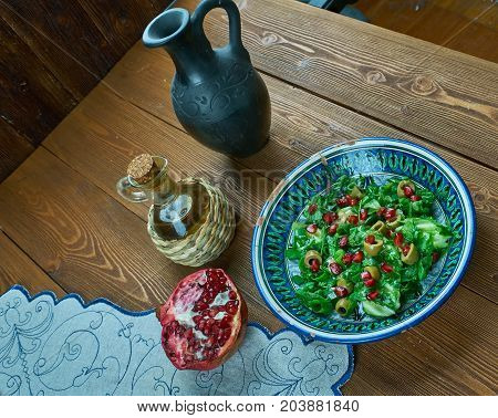 Zeytin piyazi - Olive Turkish salad close up meal
