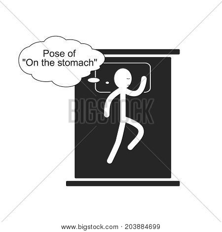 Pose of On the stomach for sleep, vector illustration