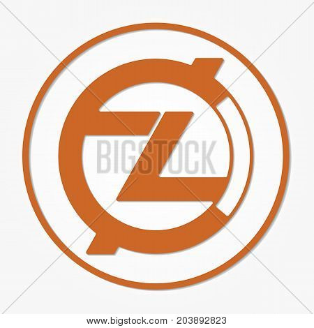 Zclassic Coin Cryptocurrency. Vector Sign Icon. Internet Money