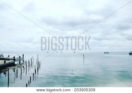 The sea shore of caye colacker, Belize