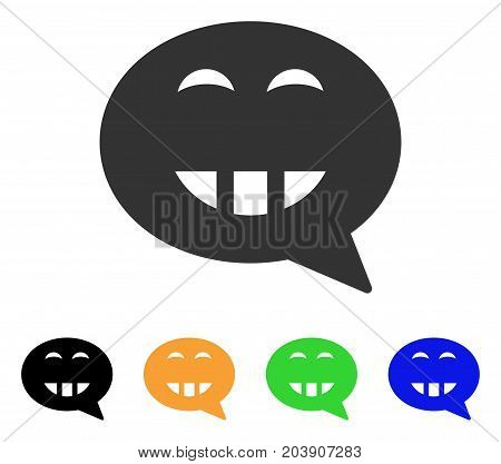 Laugth Smiley Message icon. Vector illustration style is a flat iconic laugth smiley message symbol with black, grey, green, blue, yellow color versions. Designed for web and software interfaces.