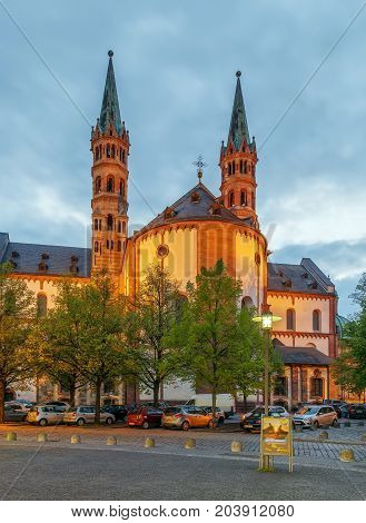 Wurzburg Cathedral is a Roman Catholic cathedral in Wurzburg in Bavaria Germany dedicated to Saint Kilian. View from apse