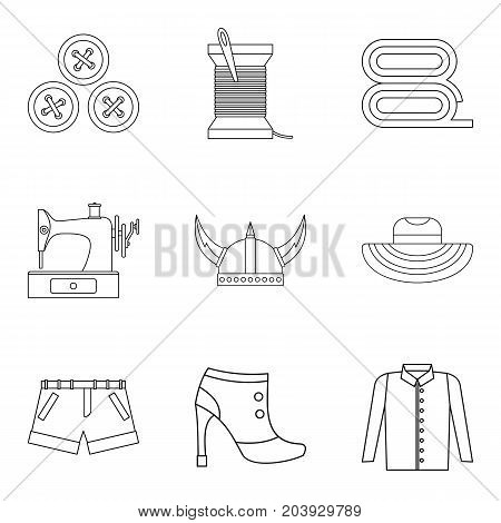 Making of clothes icon set. Outline set of 9 making of clothes vector icons for web design isolated on white background