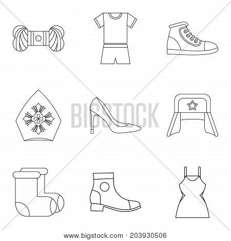 New fashion clothes icon set. Outline set of 9 new fashion clothes vector icons for web design isolated on white background