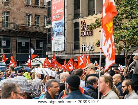 Political March During A French Nationwide Day Against Macrow Labor Law