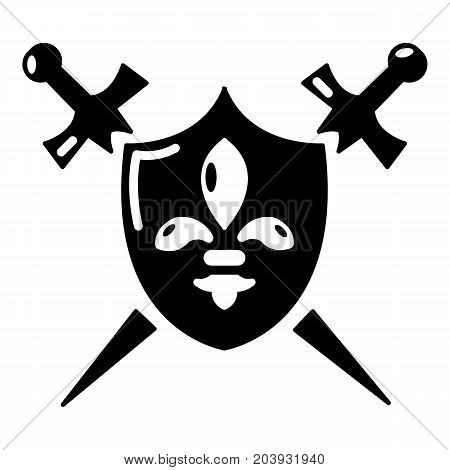 Heraldic shield and swords icon. Simple illustration of shield and swords vector icon for web