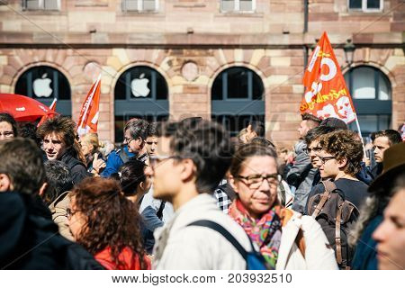Place Kleber Political March During A French Nationwide Day Against Macrow Labor Law