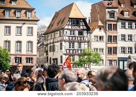 Place Kleber Gahering Political March During A French Nationwide Day Against Macrow Labor Law